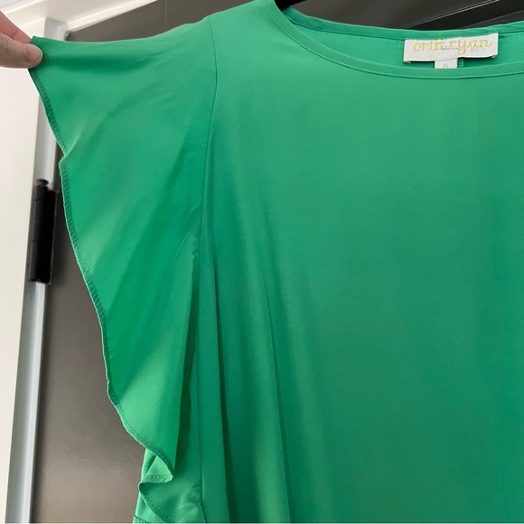 Britt Ryan Emerald Green Silk Blouse with Ruffle Sleeves | S - Picture 6 of 9